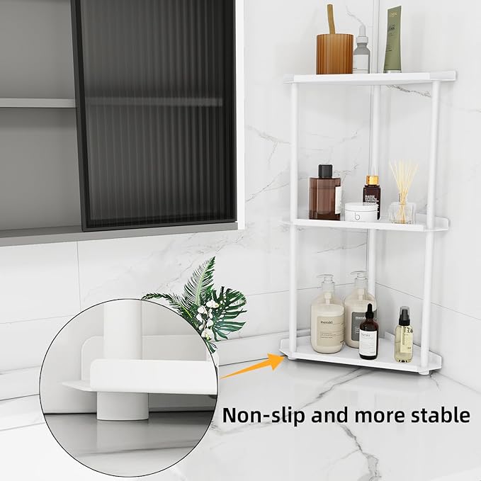FLE 3 Tier Corner Bathroom Counter Organizer, Countertop Corner Shelf,Makeup Organizer and Storage for Bathroom