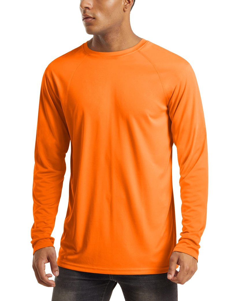 MAGCOMSEN Long Sleeve Shirts for Men Rashguard UV Sun Protection Running Fishing Hiking Swim SPF Athletic Shirt Orange