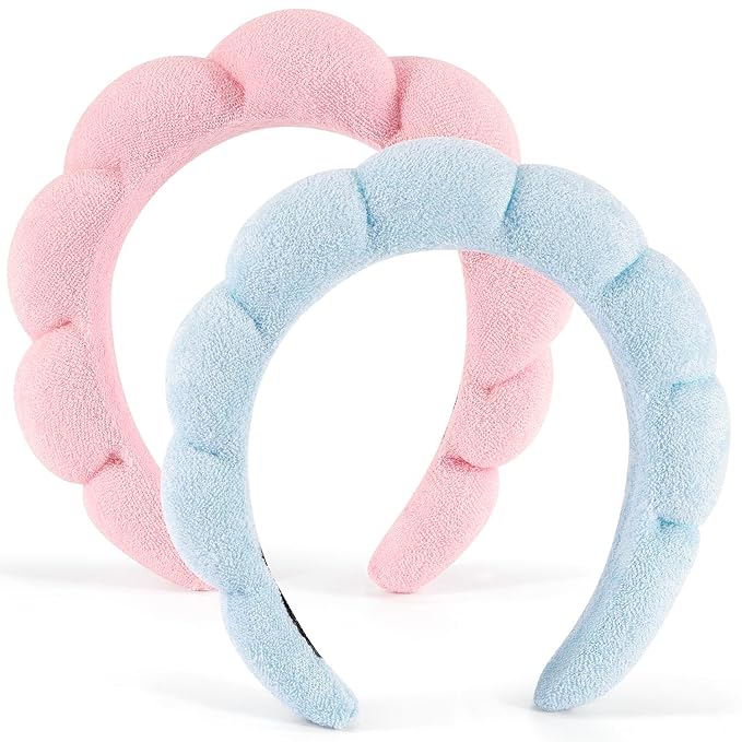 Chanaco Spa Headband and Wrist Bands for Women, Skincare HairBands Wrist Towels, Face Wash Hair Wraps Non Slip, Thick Facial Accessories for Makeup, Bath Shower Teen Girl Gifts Trendy Stuff