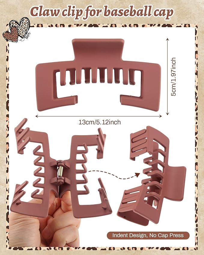 Hat-Friendly Claw Clips for Baseball Caps - 4 Pcs Trucker Hat Hair Clips for Women, Claw Clips for Thick Hair Hat Hairstyles, Gifts Hair Accessories