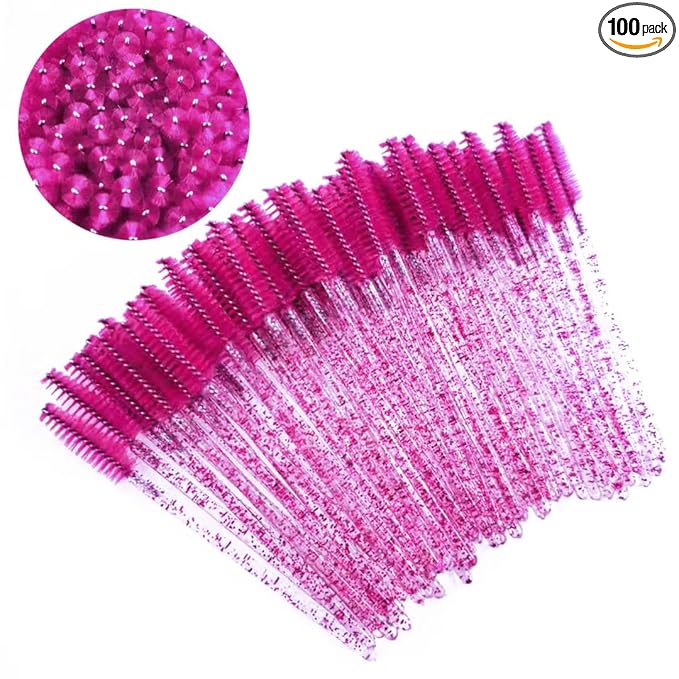 Pimoys 100 pcs Disposable Eyelash Mascara Brushes, Wands Applicator Eyebrow Brush Makeup Kit, Eyebrow Castor Oil Brush Makeup Tool