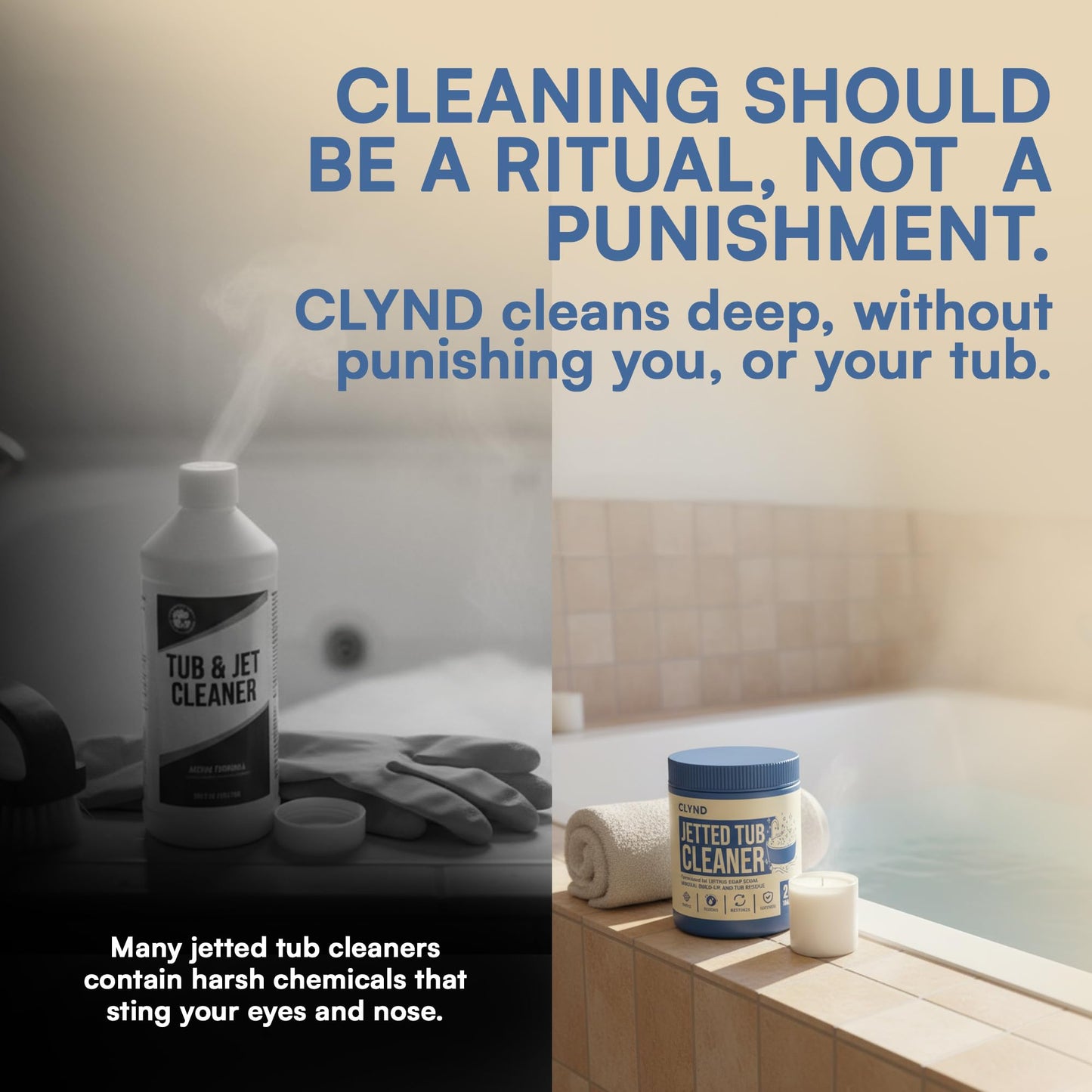 CLYND Jetted Tub Cleaner for the Jets and the Tubes 24 Tablets Hot Tub Cleaner for Jet Bathtub Heavy Duty - No Harsh Chemicals and Septic Safe - Compatible with Whirlpool, Spa, Jetted Bath