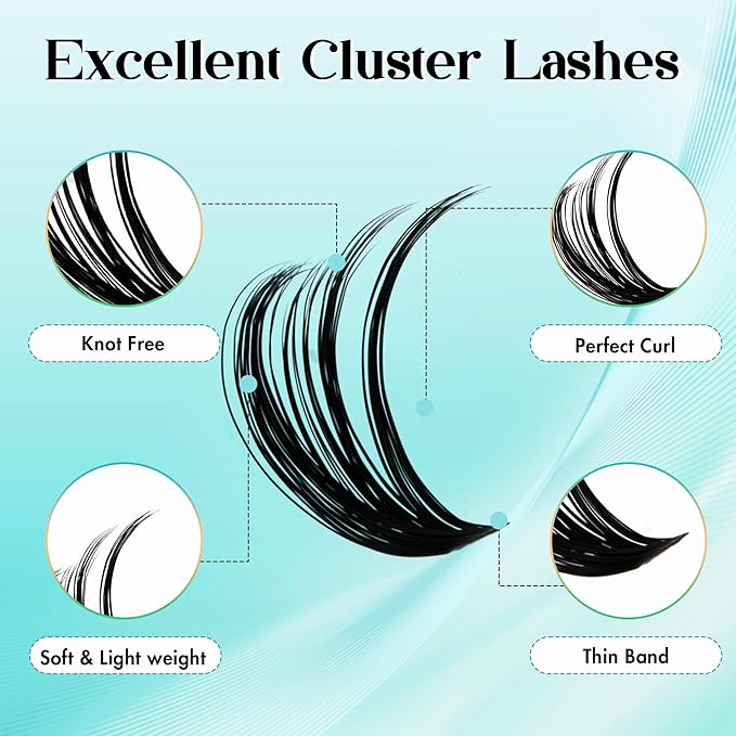 GEMERRY Lash Extension Kit DIY 280pcs Lash Clusters Kit Eyelash Extension Kit D Curl Individual Lashes Kit with Lash Bond and Seal Lash Tweezers for Self Use（40P+50P-10-18mm)