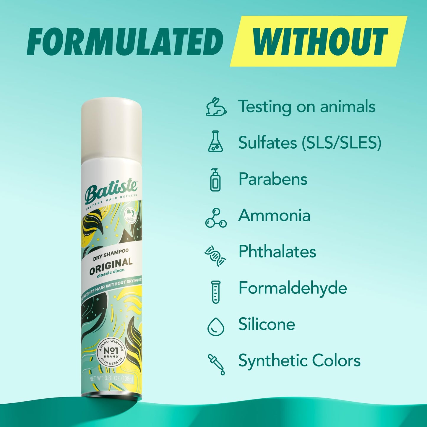 Batiste Dry Shampoo, Waterless shampoo, Original, 3.81oz, Pack of 3