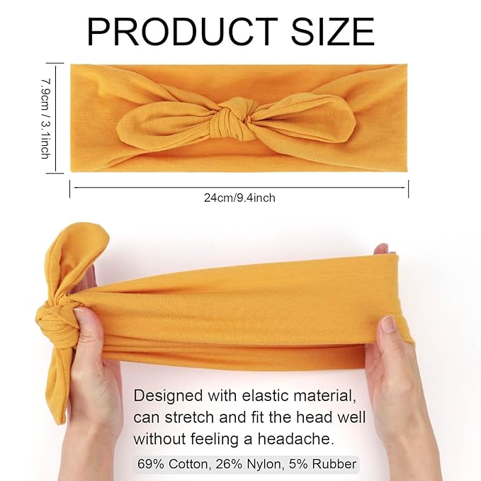 DRESHOW 8 Pack Headbands for Women Bow Knotted Hair Band Facial Cloth Rabbit Ears Running Sport Elastic Hair Wrap