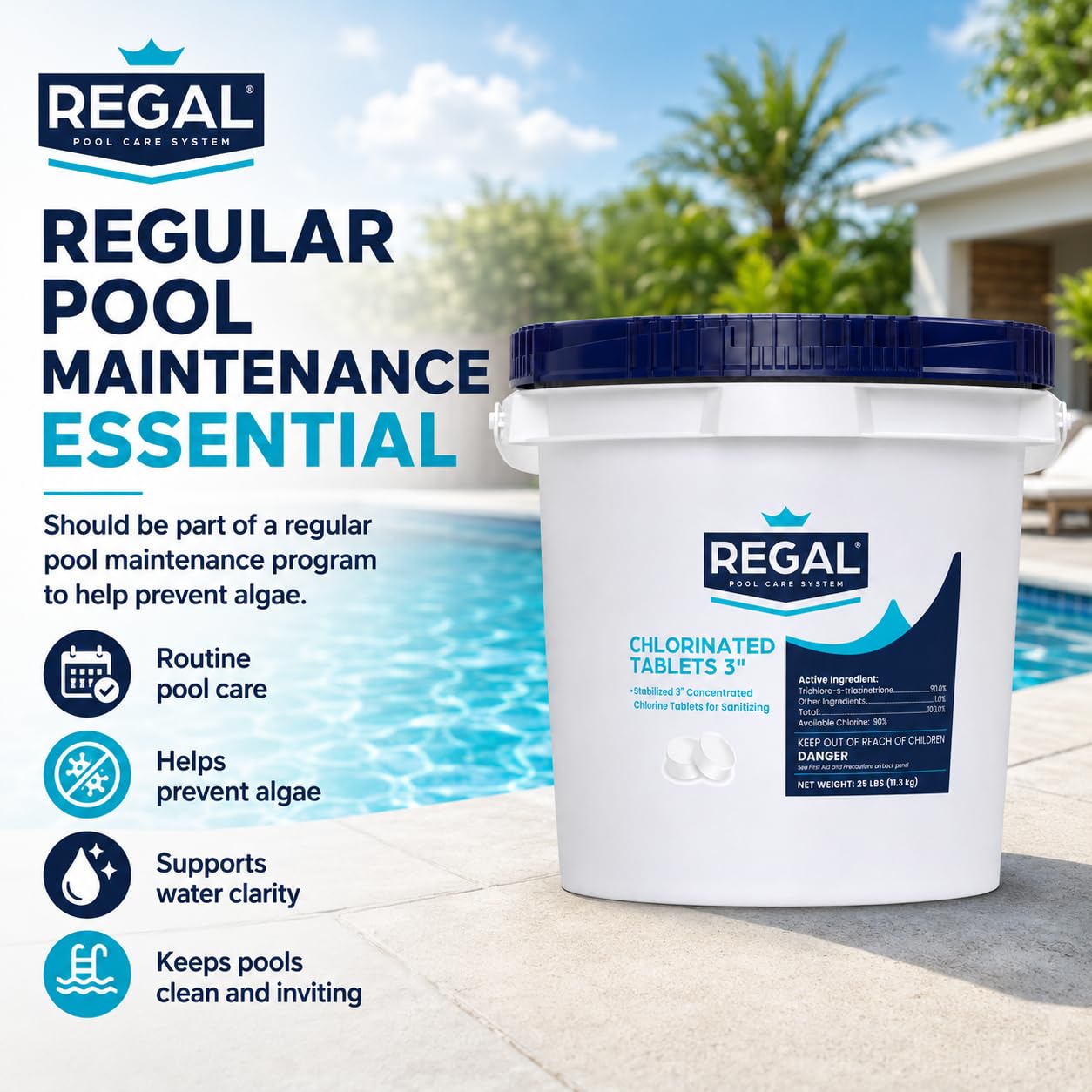 Regal 3" Chlorinated Tablets 25lb Bucket
