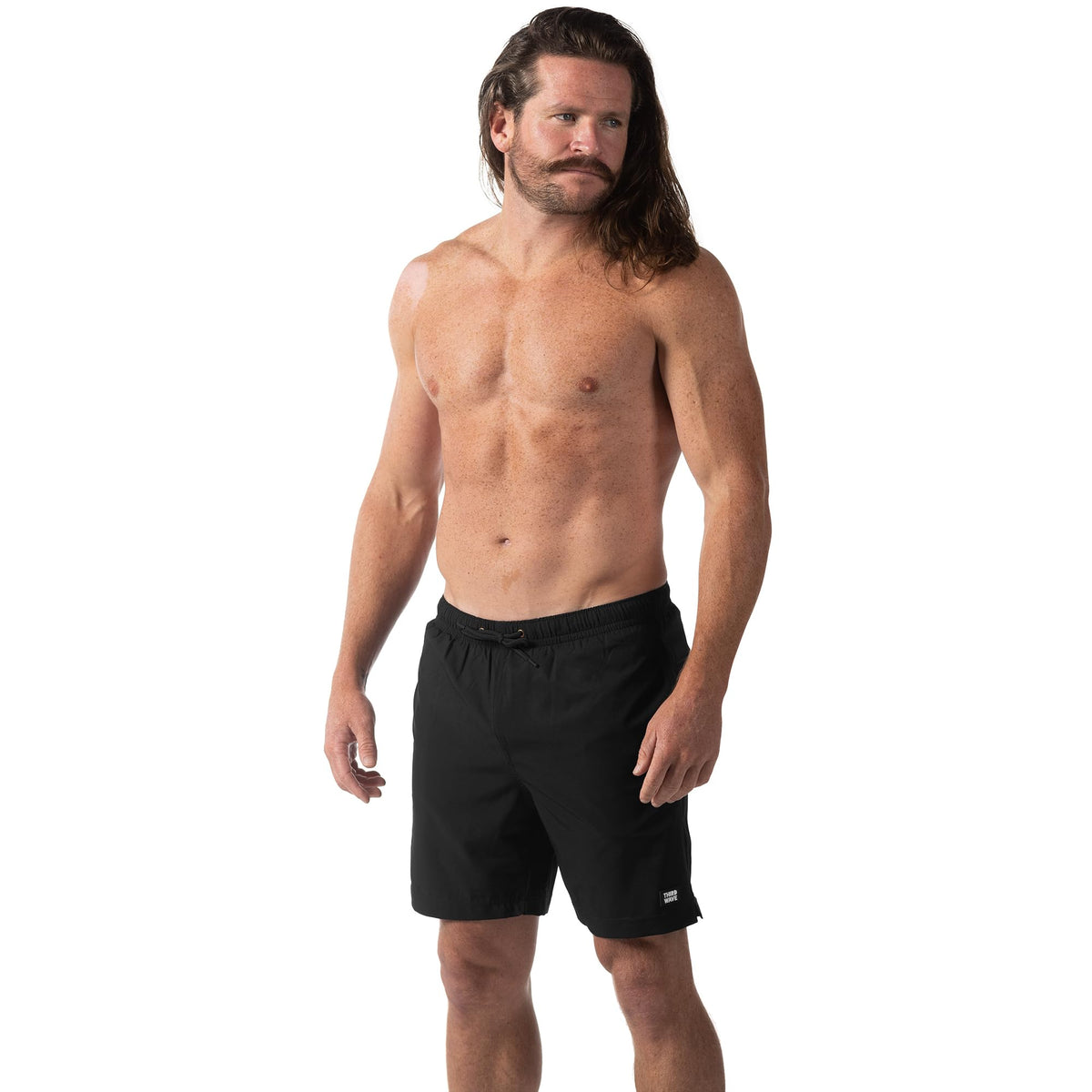 Third Wave Swim Trunks with Compression Liner - Men's Premium 7 Inch Inseam Quick Dry Swim Shorts for Beach and Swimming (Black/Black 7 M)
