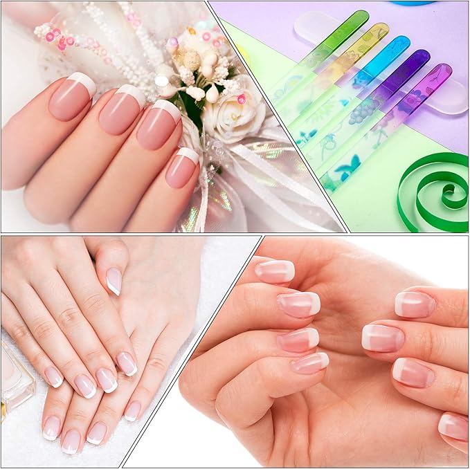 Mudder 8 Pack Glass Nail Files with Cases Double-Sided Crystal Fingernail Files for Natural Nails Colorful Floral Nail Buffers for Professional Manicure Supplies Care Tool Gifts for Women