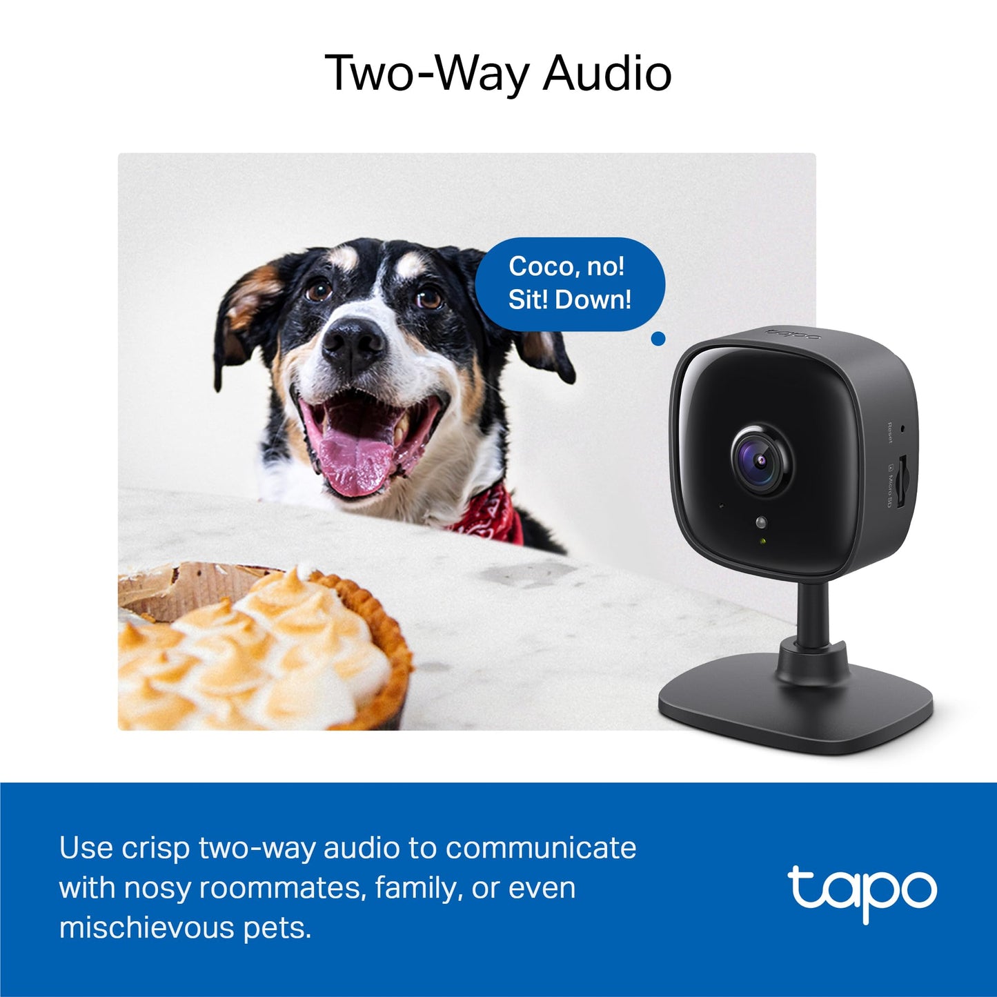 Tapo 1080P Indoor Wired Security Camera - Works as a Baby Monitor & Pet Camera, Motion Detection, 2-Way Audio, Siren, Night Vision, Subscription-Free Local Storage or Optional Cloud, C101
