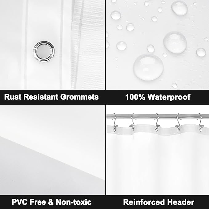 Barossa Design Clawfoot Tub Shower Curtain Liner with 12 Magnets - 180" W x 60" H Short PEVA Shower Curtain Wrap Around for Bathroom, Waterproof PVC Free & Metal Grommets - Frosted, 180x60