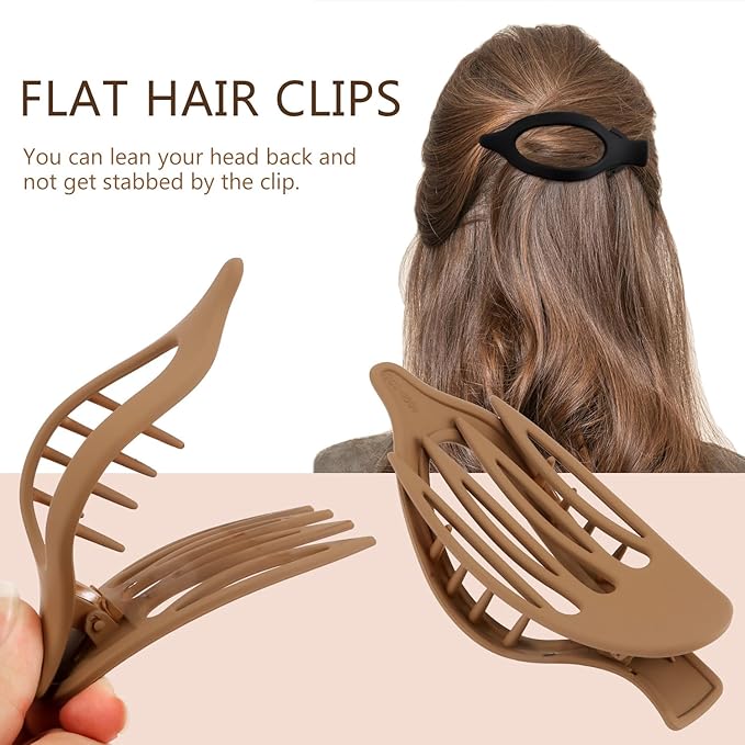 Flat Hair Clips for Women Lay Flat Hair Claw Clips for Thin Thick Hair 3Pcs French Concord Large Hair Clips Matte Neutral Jaw Clips Hair Clamps Accessories Brown Black