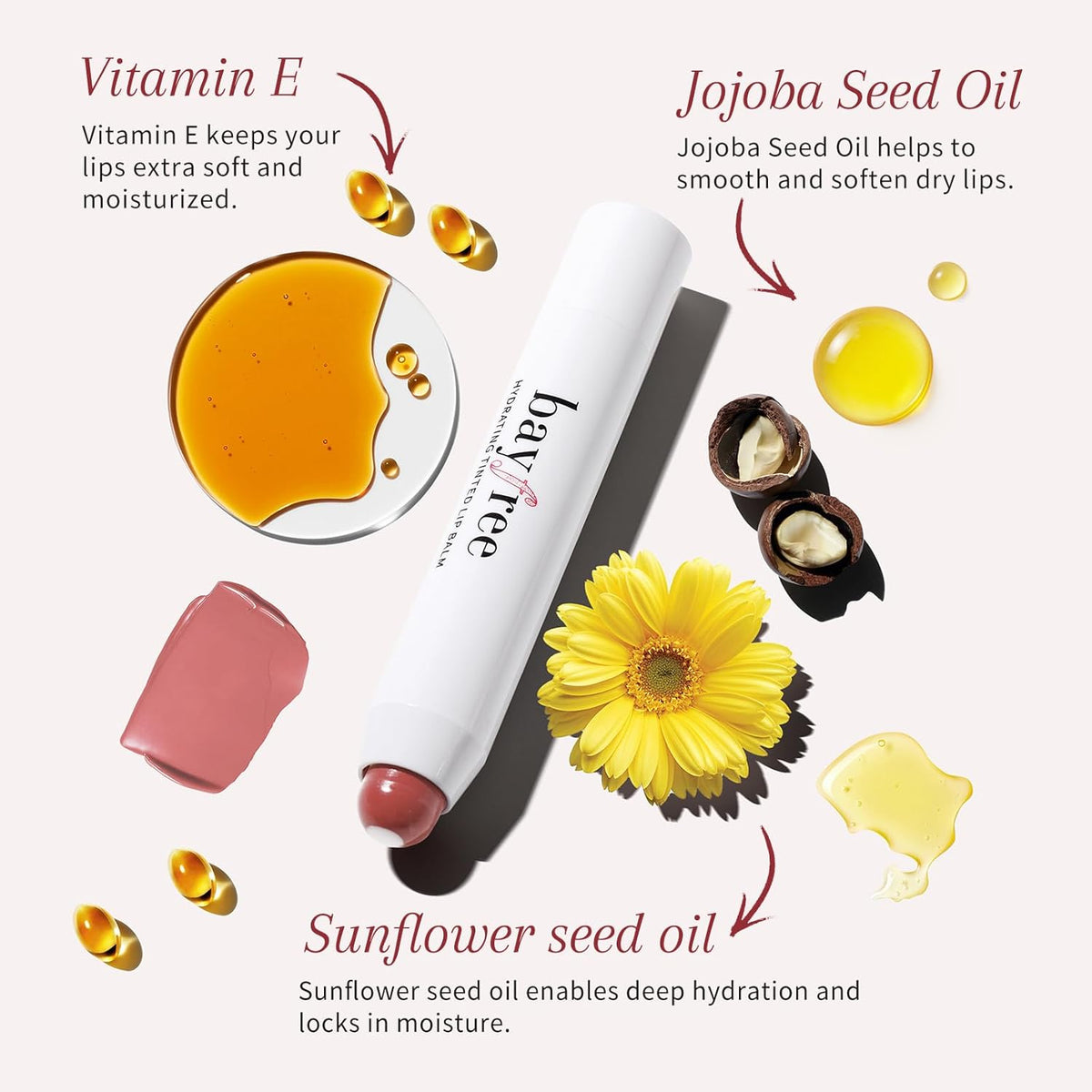 Tinted Lip Balm Plumper, Glossy, Pump Lips, Lightweight, Moisturize & Tint with Jojoba Seed Oil, Vegan Lipbalm Lip Care, Tea Camellia