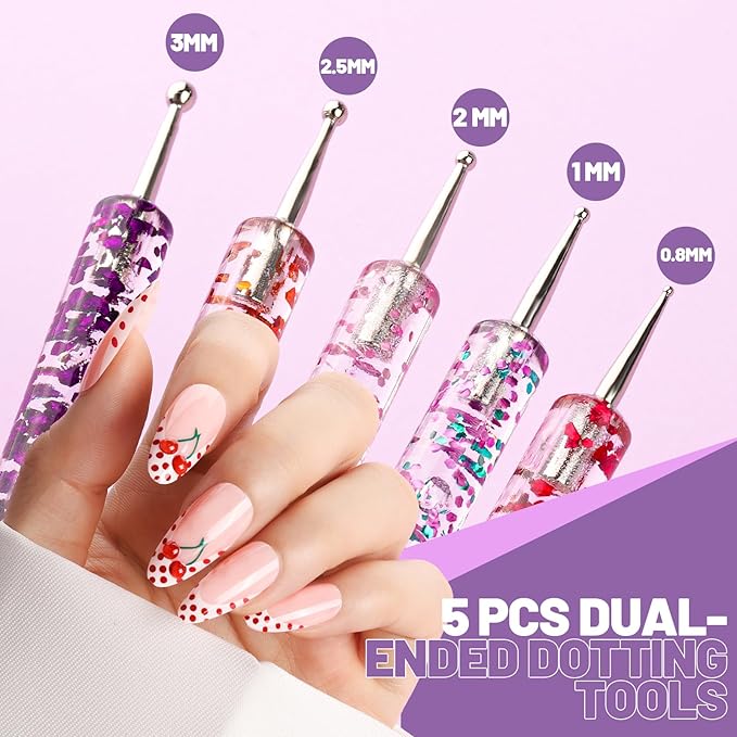 Teenitor Nail Art Tools Set, 23 Pcs Nail Art Brushes, 5 Pcs Nail Dotting Tool, 2 Set of Nail Stand, 100 Pcs Double-Sided Adhesive Tabs, Nail Art Palette, Brushes Holder for DIY Nail Art