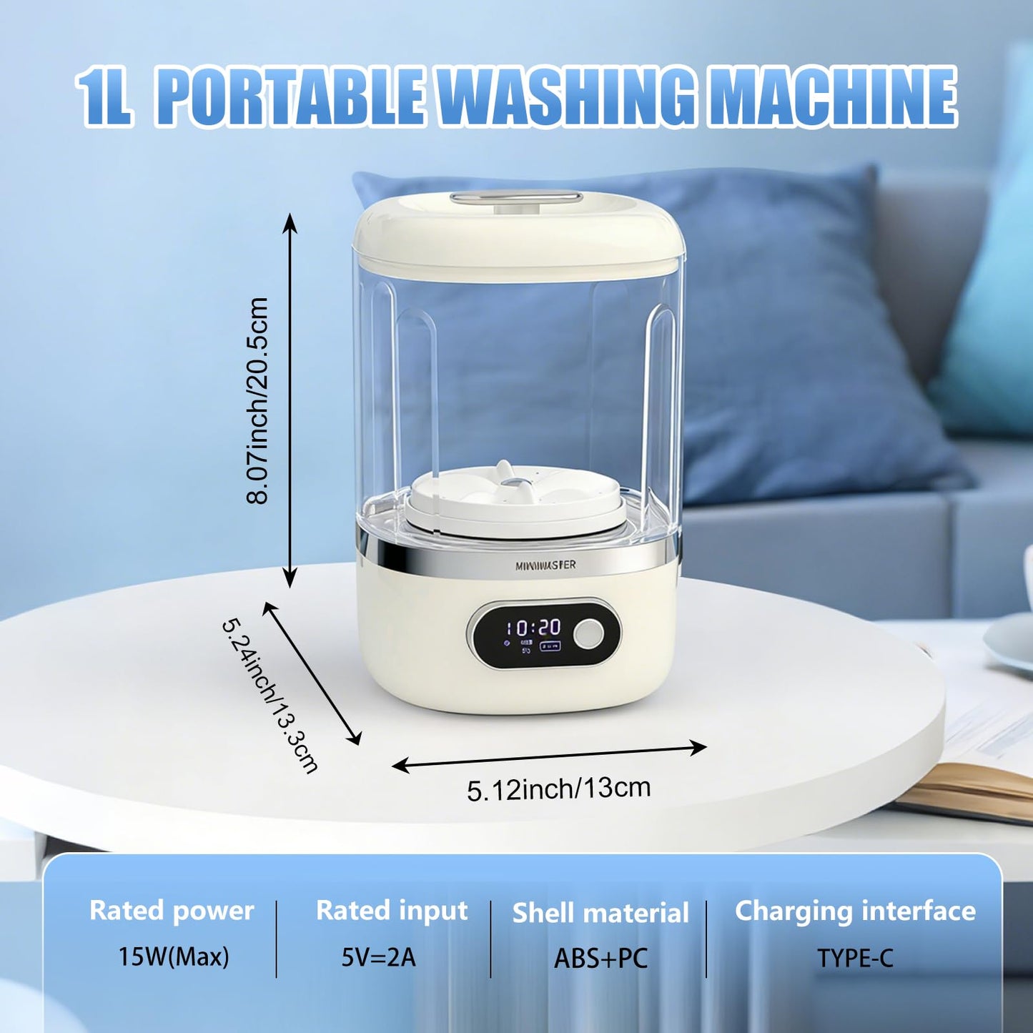 Portable Washing Machine,1L Mini Washer Machine for Towel,Underwear,Socks & Baby Clothes, Small Portable Lavadora for Travel, Home Use and Camping