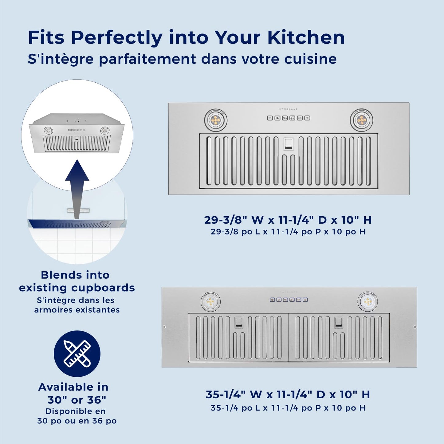 Hauslane Range Hood Insert 30 Inch, Hood Vent for Kitchen| HauSMART™ App & Voice Control |4-Speed Fan, LED GU10 Lights | Dishwasher-Safe Baffle Filters, Stainless Steel Ducted|Ductless Range Hood