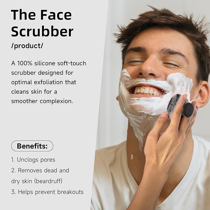 Face Scrubber, SANLESS Silicone Face Scrubber for Men Facial Cleansing Brush, Manual Waterproof Face Wash Brush for Exfoliating and Deep Cleansing - Black
