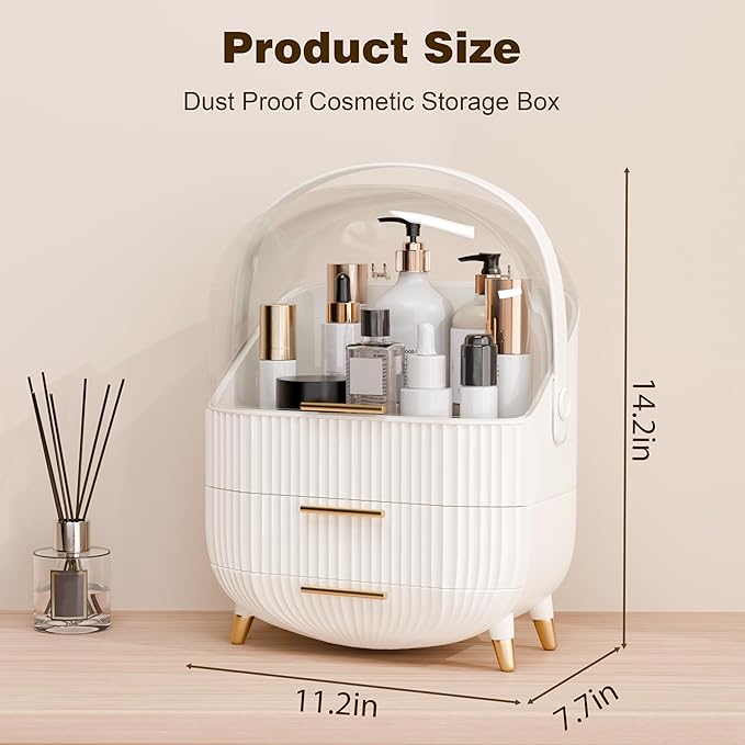 lurcns Makeup Organizers and Storage, Make up Organizer for Vanity Cosmetics Skincare Organizers With Lid and Drawers Display Cases for CountertopÃ¯Â¼ÂWhiteÃ¯Â¼Â