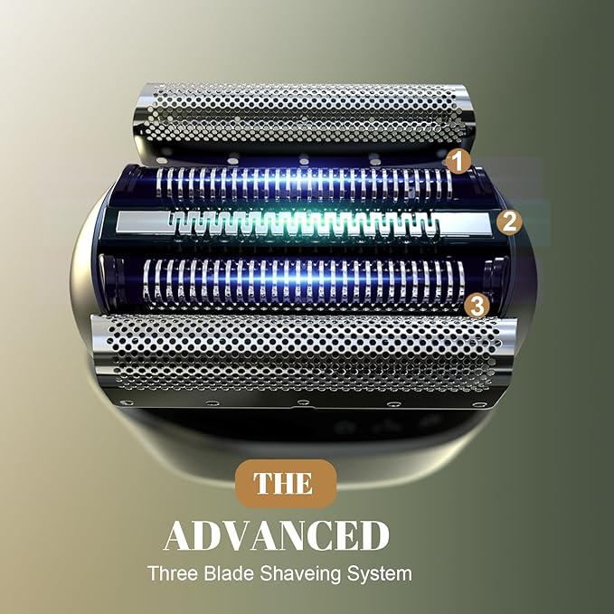 Tulzim Electric Foil Shaver for Men: Cordless Electric Razor for Face & Beard - 3 Floating Blades, 100-Min Runtime, USB-C Fast Charge, IPX7 Waterproof for Travel,Carbon Black