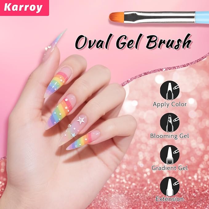 Nail Art Brushes Kit, Nail Brush Sets with Gel Nail Brush, Nail Extension Gel Brush, Nail Liner Brush, Dotting Tools, DIY Manicure Tools Gift for Women (6PCS Brushes)