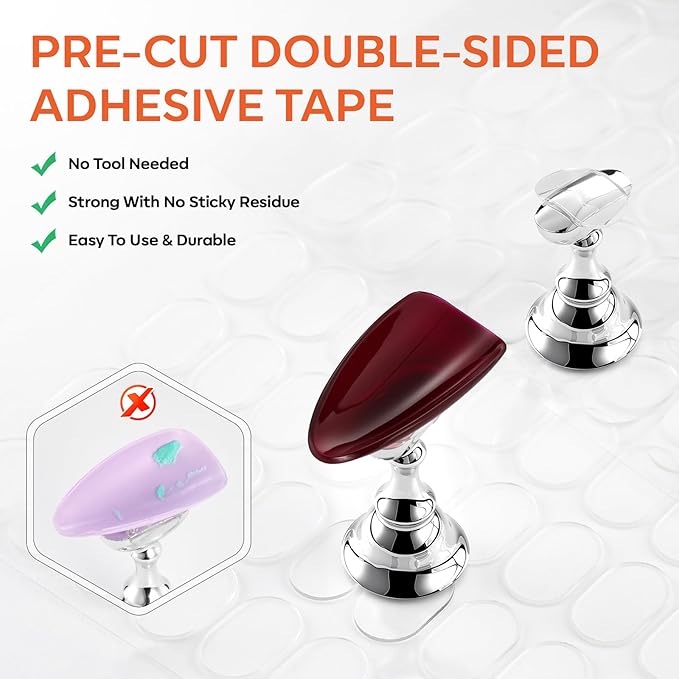 Makartt Nail Stand for Press-On Nails: Strong Magnetic, Large Flat Metal Base Holds 10 Tips at Once, Stable Holders for Nail Art Practise, Batch Painting, Design, Curing, Display, DIY Home & Salon Use