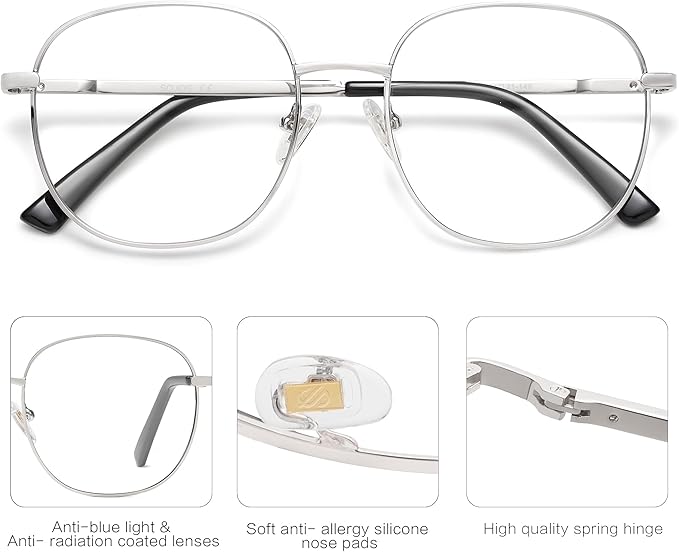 SOJOS Classic Square Blue Light Blocking Glasses for Women Men Stylish Computer Glasses SJ1137