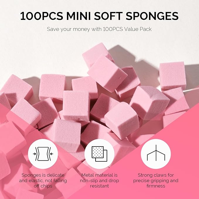 MelodySusie Soft Nail Sponges for Ombre, Nail Art Sponges With Grabbing Pen, Blooming Nails, Gradient Nail, Manicure Nail Art Tools, Professional Accessories Supplies for Home and Salon Use