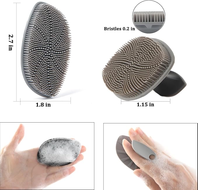 Silicone Face Scrubber for Men,Facial Cleansing Brush Face Wash Brush Manual Skin Care Face Brushes for Cleansing and Exfoliating Removes Dead & Dry Skin (Gray)