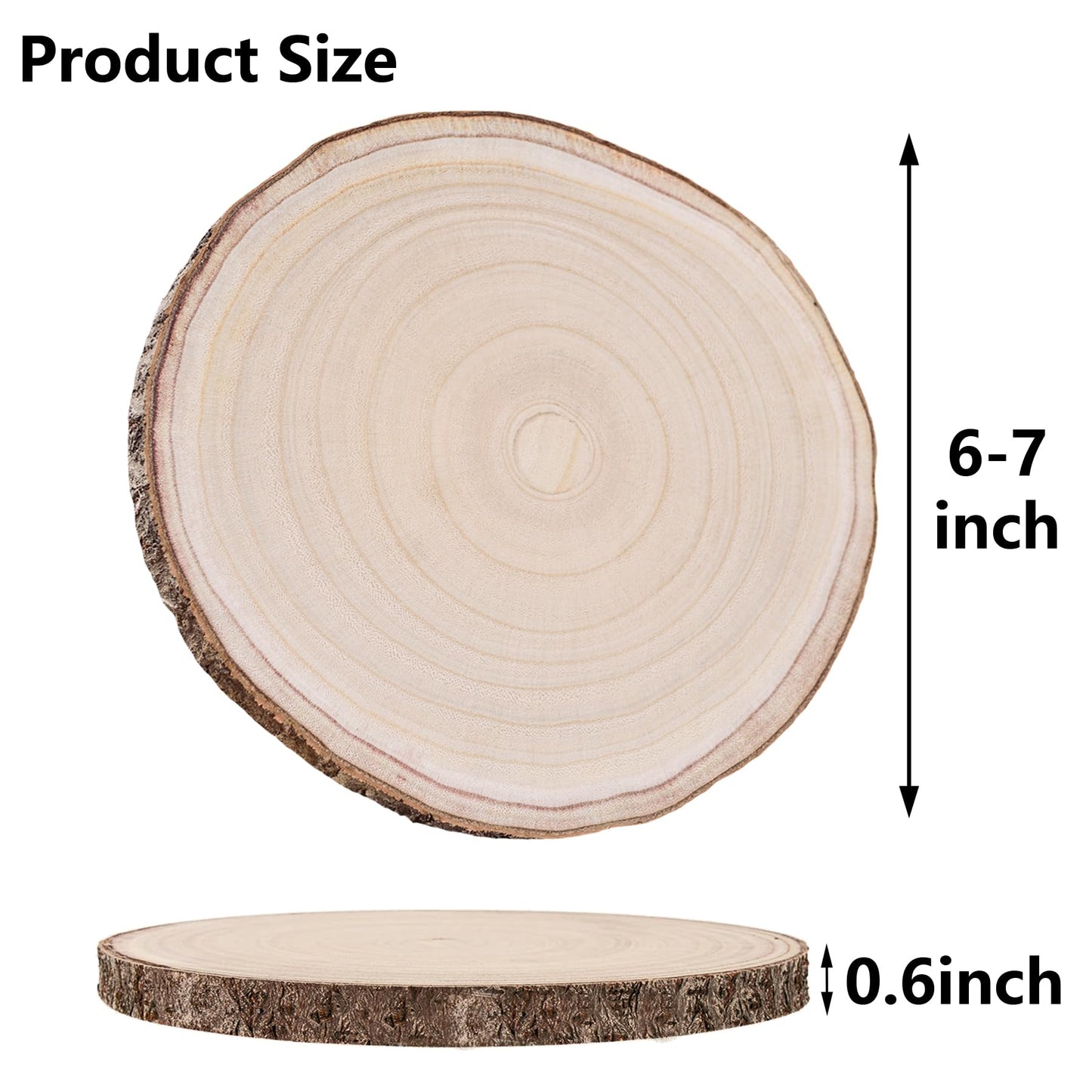10 Pcs Natural Paulownia Wood Slices 6-7 Inches,Wood Slices for Centerpieces Table Decorations,Unfinished Rounds Wood for Crafts,Wood Slice for Rustic Wedding Decoration Projects