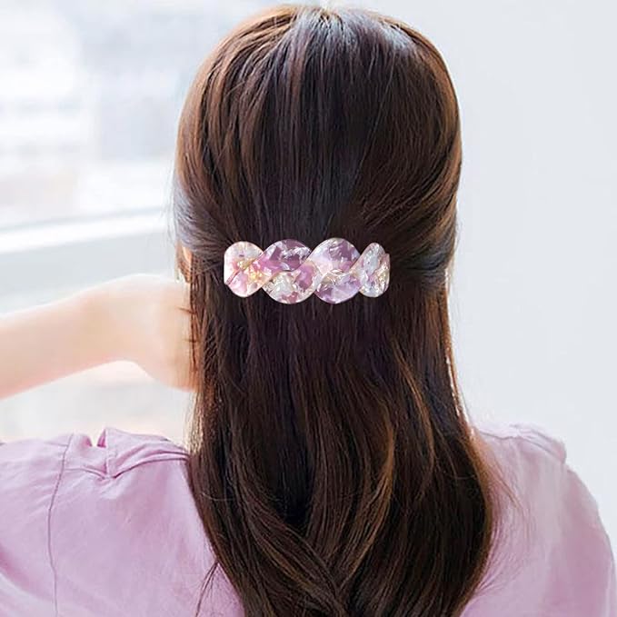 Hair Barrettes For Women - 3Pcs Large Barrettes for Thick Hair French Design with Beautiful Lines Elegant and Stylish - Perfect Hair Accessories for Thick Hair