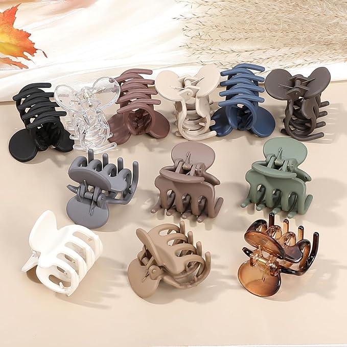 12Pcs Hair Clips for Women 1.8 Inch Small Claw Clips for Thin Hair Medium Hair Claw Clips for Thick Hair Accessories for Women Girls (Transparent)