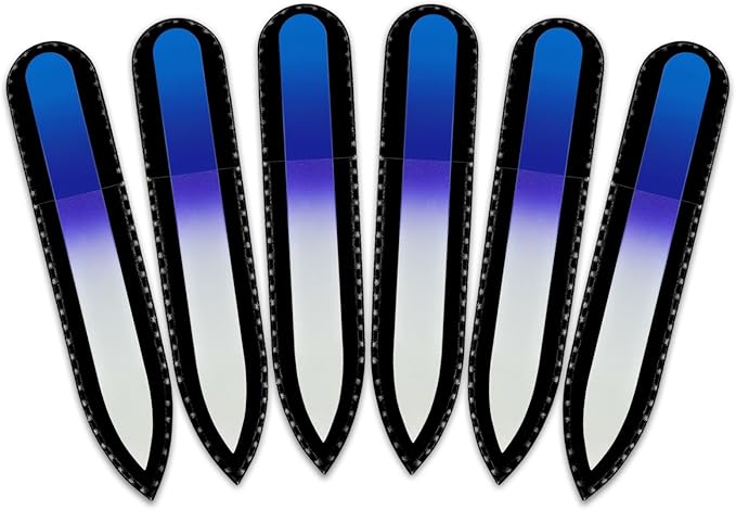 Mont Bleu Rainbow Crystal Nail File in Black Pouch - Small/Purse Size - Czech Tempered Glass - Handmade in Bohemia (Czech Republic)