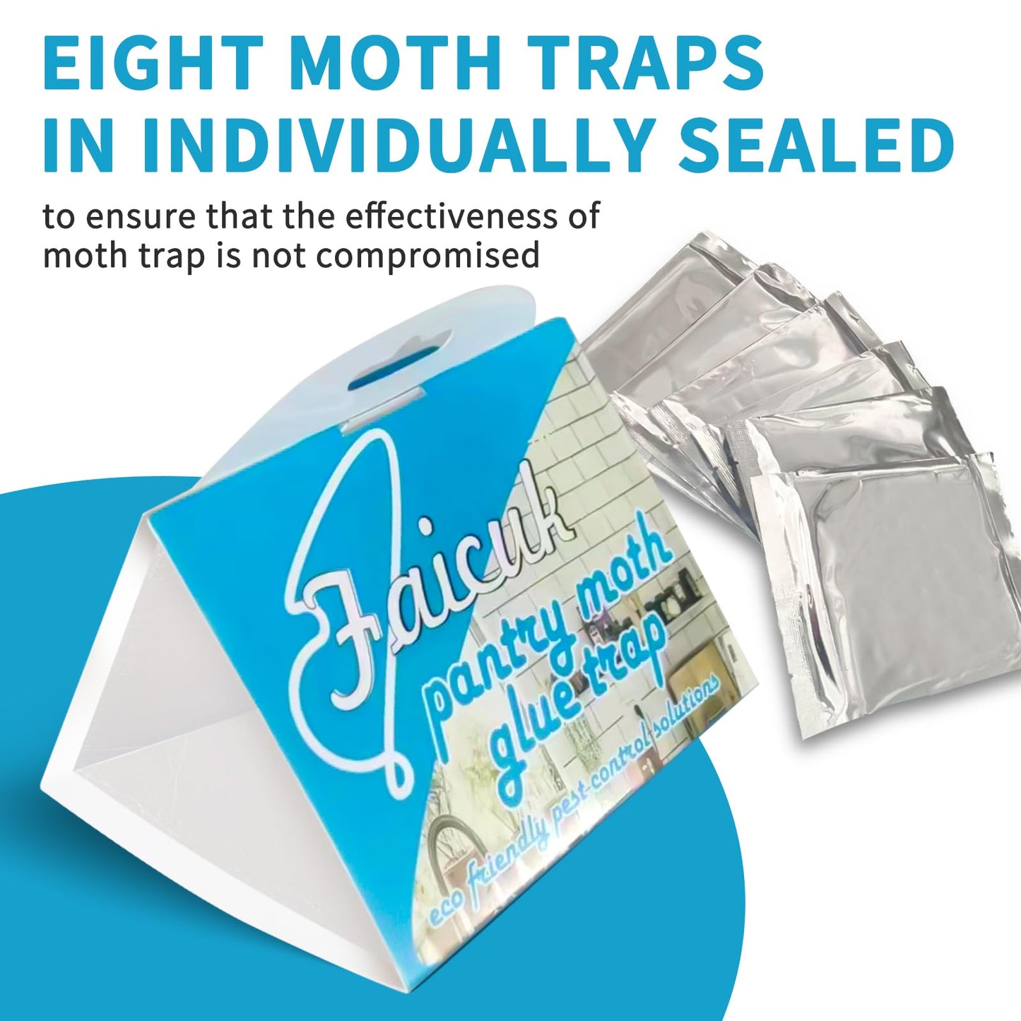 Faicuk Pantry Moth Traps with Pheromone Attractant for Home, Kitchen, and Storeroom Odorless, Insecticide-Free and Non-Toxic (8 Pack)