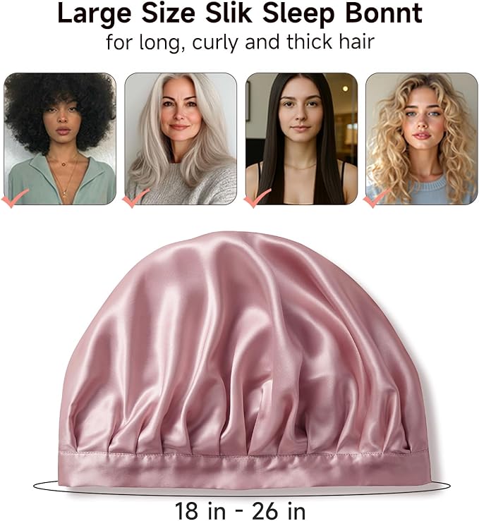 Kaome 100% Mulberry Silk Bonnet for Sleeping Women, 22 Momme Double Layer Silk Hair Wrap, Non-Slip Sleep Cap with Adjustable