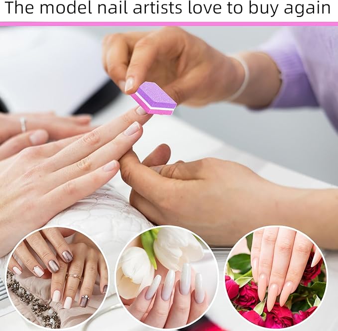 50 Pcs Sponge Nail Buffers,100/180 Grit Mini Nail Files,Mini Buffer Block Nail File for Acrylic & Natural Nails,Double-Sided Buffing Blocks for Manicure & Pedicure,Salon & Home Use(Pink-Purple)