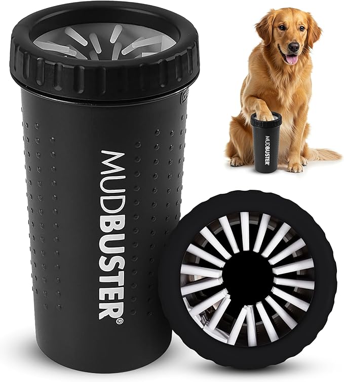 Dexas MudBuster Portable Dog Paw Washer/Paw Cleaner, Large, Matte Black- Special Edition (PW72025-22WP)