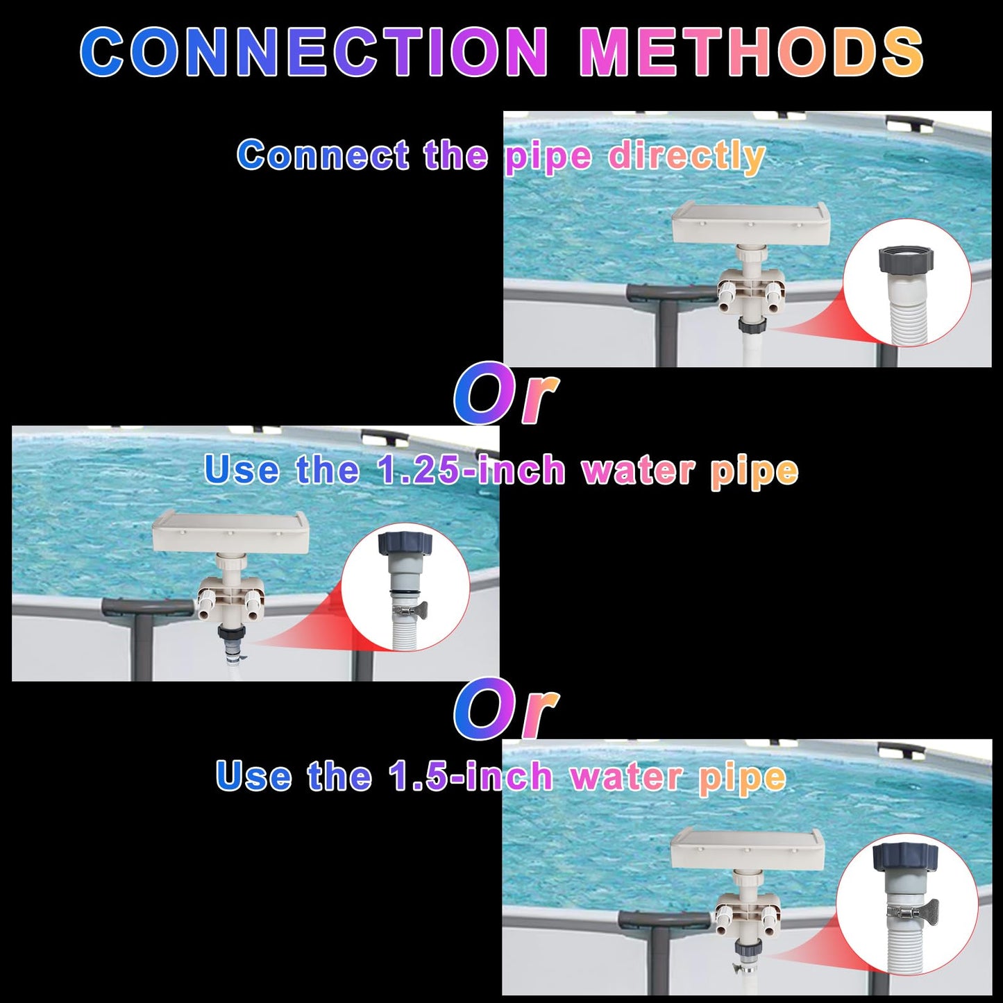 Pool Fountain Waterfall for Above Ground Pools, Swimming Pool Attachment Accessories, Relaxing Cascade Soothing Waterfall, Fits Various Frame Pools (with 7 LED Light)