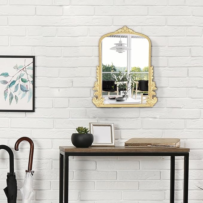 Vintage Small Arched Mirror, 20 * 16in Wall Mounted Vanity Mirror for Living Room, Bedroom, Bathroom, Entryway, Porch, Home and Dormitory, Versatile, Easy to Install, Space-Saving