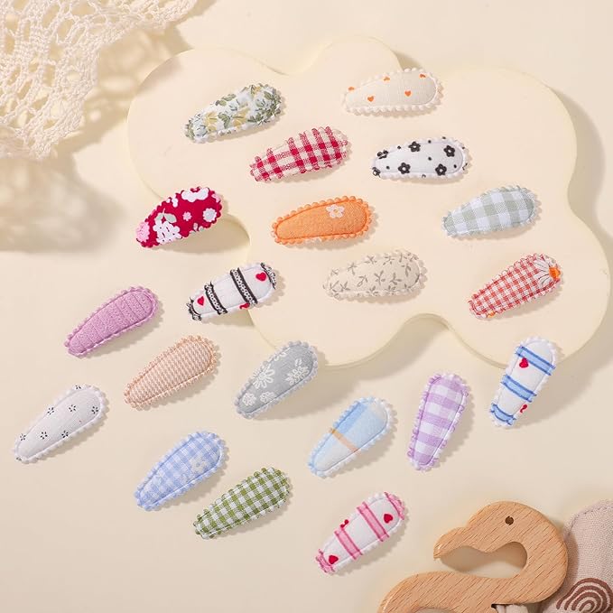 40 PCS Baby Hair Clips, Toddler Barrettes Floral Print Non Slip Snap Clips, 1.5" Mini Hair Barrettes Accessories for Baby Girls, Infants, Toddlers