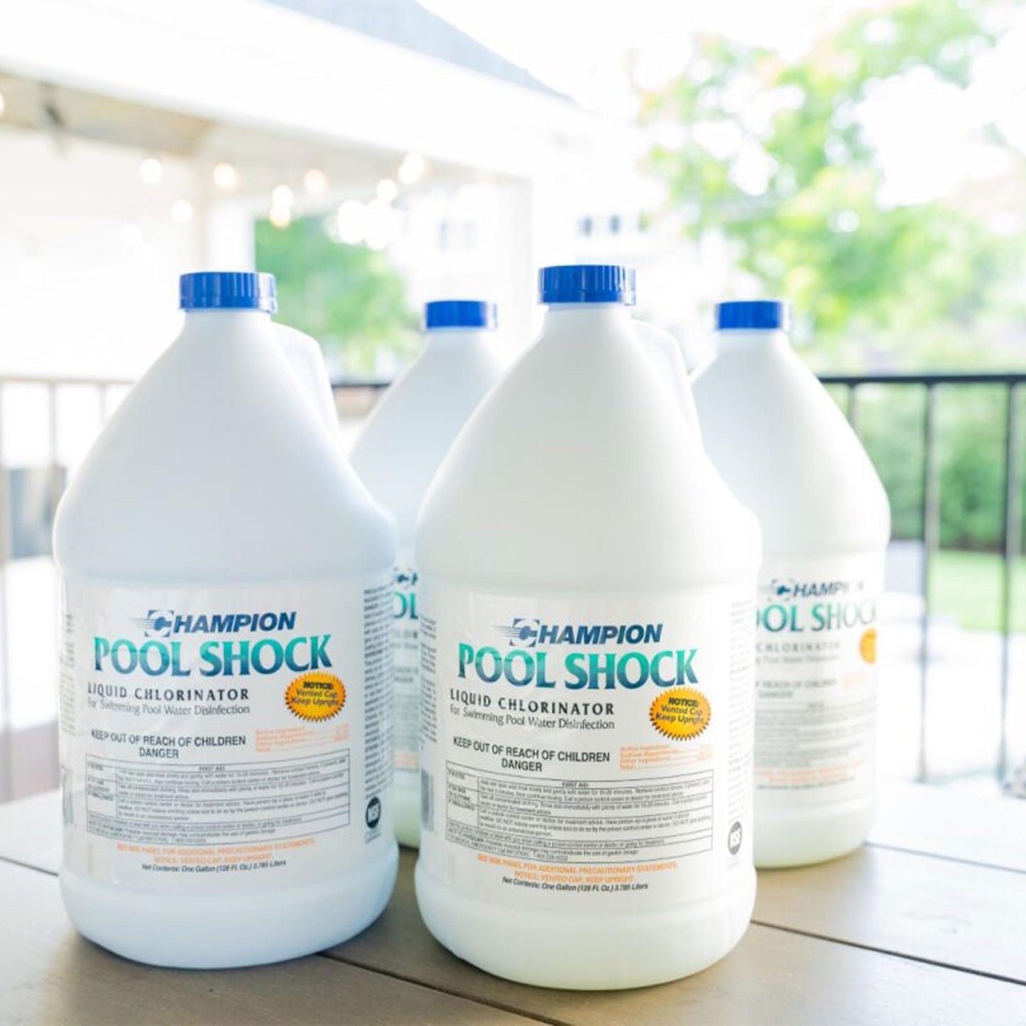 Champion 2-Pack Pool Shock, 12.5 Liquid Chlorinator for Swimming Pools, 1 Gallon Each - Fast-Acting Sodium Hypochlorite Sanitizer, Ready to Use, Non-Staining, Non-Scaling, Commercial Grade