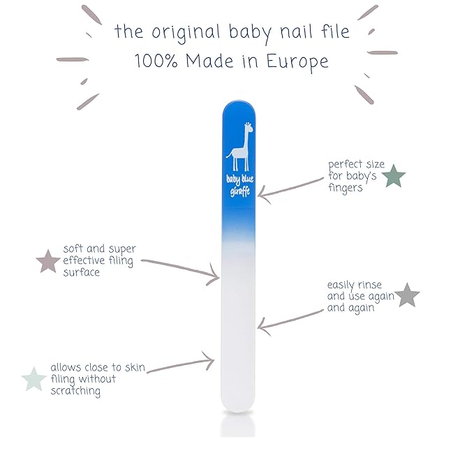 Baby Nail File, Safe Alternative for Nail Clippers, Must-Have Baby Essentials, Ideal Gift for Any Occasion Including Baby Shower, Pink - Baby Blue Giraffe