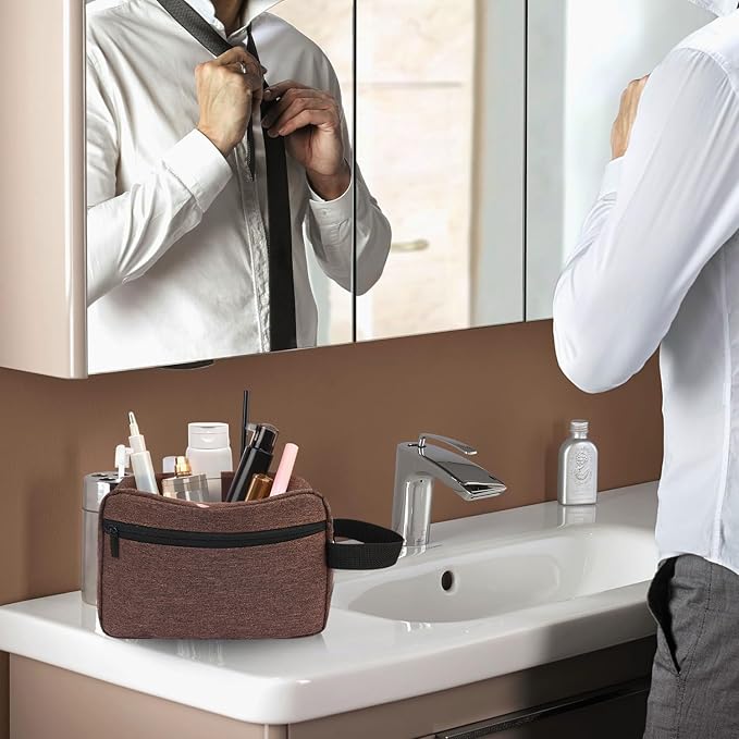 Travel Toiletry bag Toiletry bag for women men Hanging Cosmetic bag Travel accessories for Women Men (Brown)