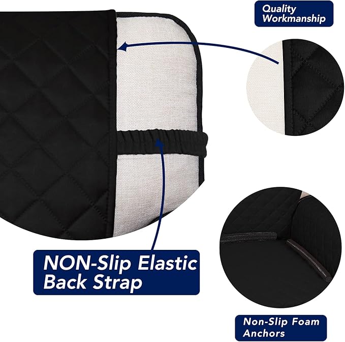 PureFit Reversible Quilted Sofa Cover, Water Resistant Slipcover Furniture Protector, Washable Couch Cover with Non Slip and Elastic Straps for Kids, Pets (Sofa, Black/Black)