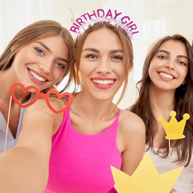 CIEHER Purple Birthday Girl Headband Birthday Crown for Women Girls