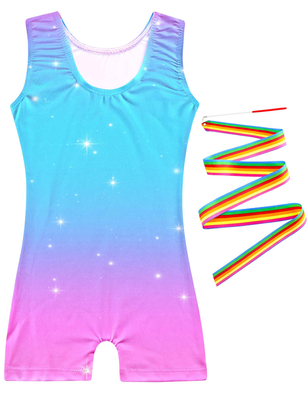 Alikhonf Leotards for Girls Gymnastics Toddler Leotard Gymnastics Size 2t 3t Blue Pink Stars Biketard with Shorts