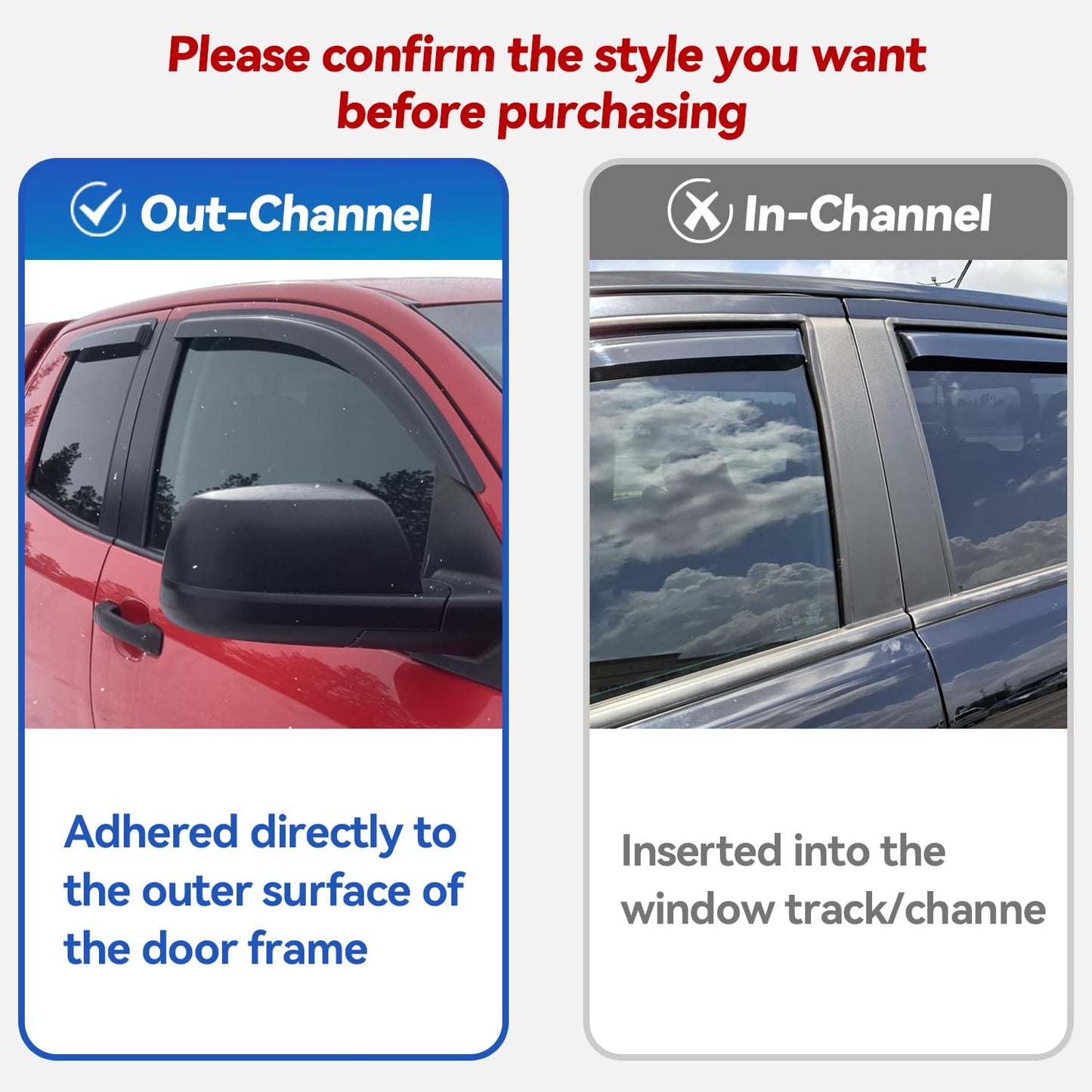 Window Visors Rain Guards for 2004-2014 Ford F150 SuperCab, Out-Channel Window Vent Wind Deflectors Visors Shades for 04-14 F-150 Extended Cab