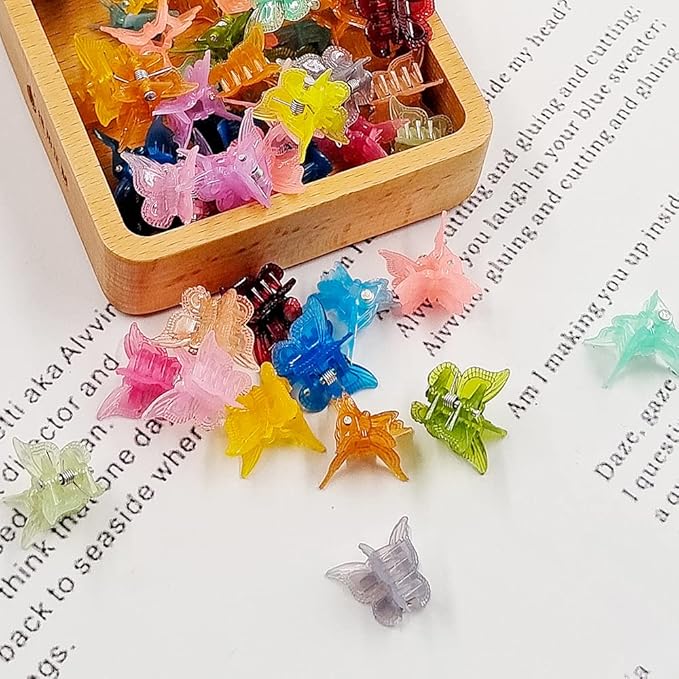 50 Packs Assorted Color Butterfly Hair Clips, Beautiful Mini Butterfly Hair Clips Hair Accessories for Women and Girls (Jelly Colors)