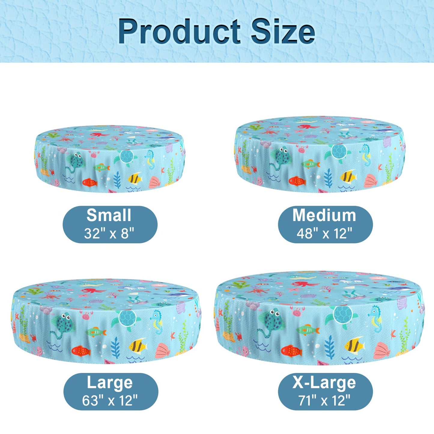 Docuwee Round Pool Cover 48", Foldable Kiddie Solar Cover Fit Dog Swimming Pool, Pets Kids Bath Tub, Anti-UV Dustproof Safety Pool Covers with Cute Ocean Animals Pattern
