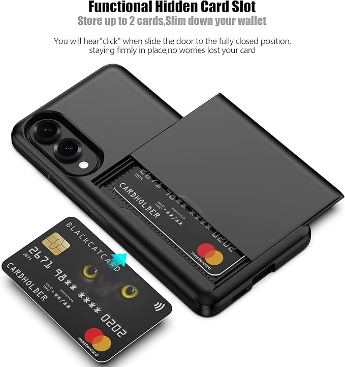Nvollnoe for Samsung Galaxy S25 Edge Case with Card Holder Dual Layer Heavy Duty Protective Case Hidden Card Slot Slim Wallet Cover for Samsung S25 Edge 6.7''(Black)