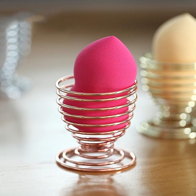 2Pack Makeup Sponge Drying Stand, Beauty Sponge Blender Holder(Rose Gold)