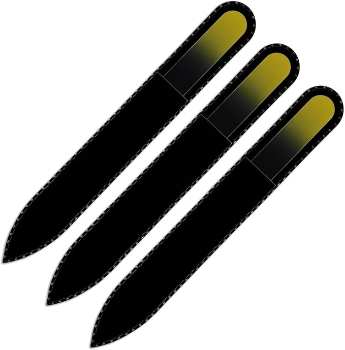 Mont Bleu Rainbow Glass Nail File in Black Pouch - Czech Tempered Glass - Handmade in Bohemia-Czech Republic - Excellent Nail Filing Tools